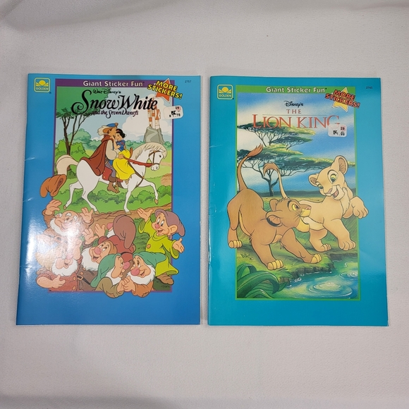 (2) Vtg Giant Sticker Fun Book - Disney The Lion King Snow White - Picture 13 of 13